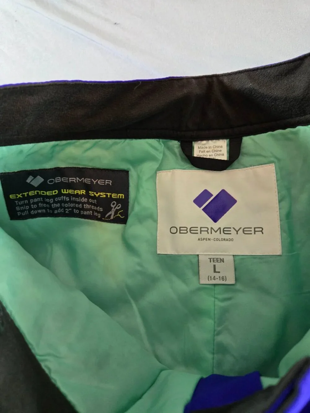 Obermeyer Teen 14-16 Purple Snow Pants with Zipped Pockets